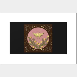 Butterflies & Blooms - Chocolate & Pink Posters and Art